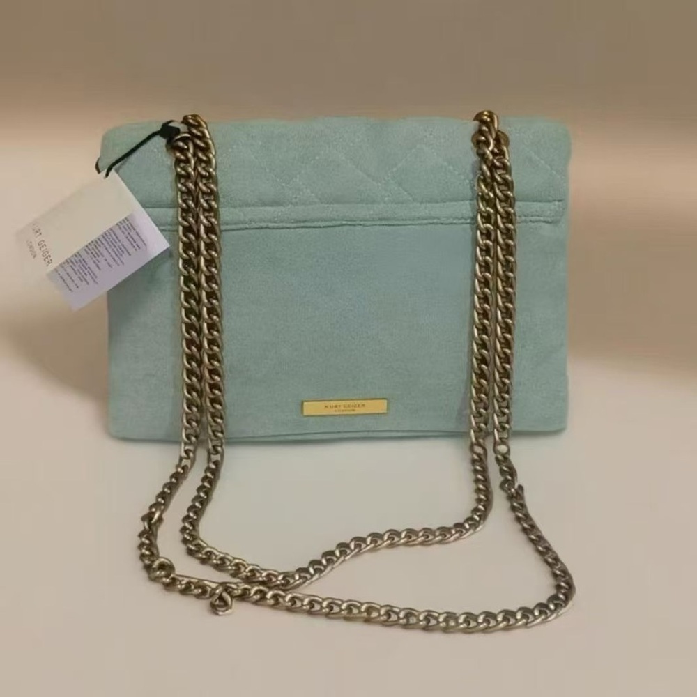 Kurt Geiger Quilted Suede Chain Shoulder Bag